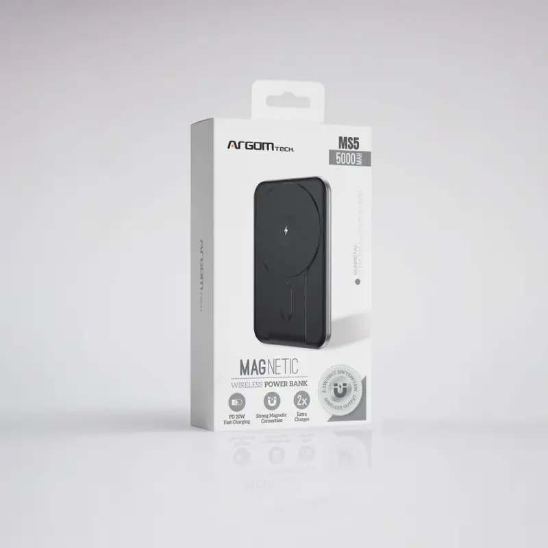 BATERÍA EXTERNA MAGNÉTICA MS5 DE 5000MAH DE ALUMINIO ARGPB1160